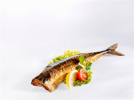 salad garnish - A smoked mackerel with salad garnish Stock Photo - Premium Royalty-Free, Code: 659-01854296