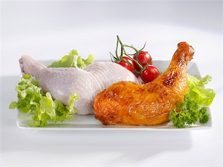 simsearch:659-01845311,k - Raw and roast chicken legs Stock Photo - Premium Royalty-Free, Code: 659-01854369