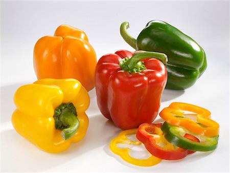 pepper yellow and red - Red, green, yellow and orange peppers Stock Photo - Premium Royalty-Free, Code: 659-01854519