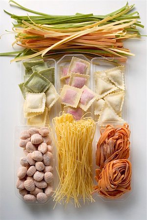 pasta type - Various types of coloured pasta Stock Photo - Premium Royalty-Free, Code: 659-01854849