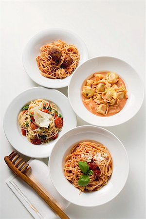 Four different pasta dishes Stock Photo - Premium Royalty-Free, Code: 659-01854870
