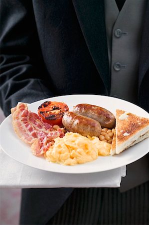 english cuisine - English breakfast: bacon, egg, sausage and beans Stock Photo - Premium Royalty-Free, Code: 659-01854951