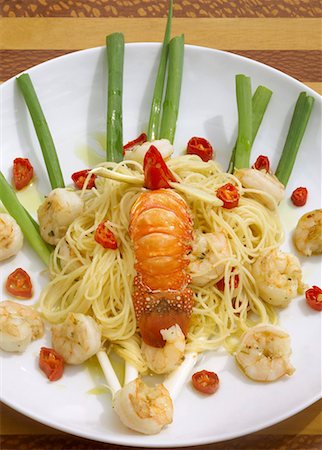 south american dishes - Bahian spaghetti with shrimps and spiny lobster Stock Photo - Premium Royalty-Free, Code: 659-01855719