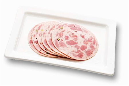 platter with cold meat - Sliced Jagdwurst ('Hunting sausage', pork and beef) Stock Photo - Premium Royalty-Free, Code: 659-01855833