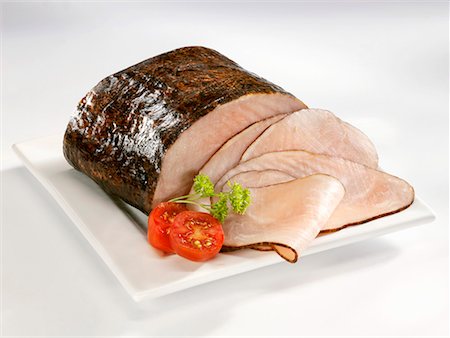 sliced ​​ham - Black smoked ham Stock Photo - Premium Royalty-Free, Code: 659-01856271