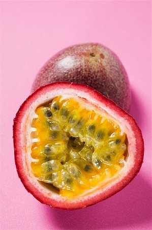 simsearch:659-02213592,k - Purple granadilla (passion fruit) halved Stock Photo - Premium Royalty-Free, Code: 659-01856879