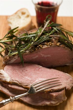 simsearch:659-01846214,k - Roast lamb with rosemary, slices carved, white bread, red wine Stock Photo - Premium Royalty-Free, Code: 659-01857021
