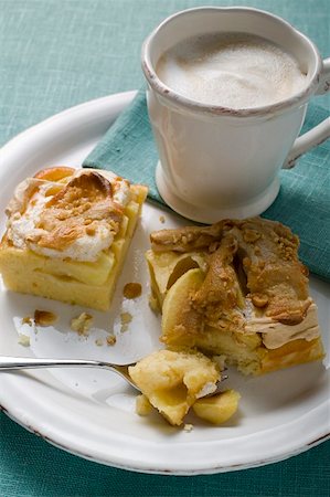 Two pieces of apple meringue cake with coffee Stock Photo - Premium Royalty-Free, Code: 659-01857614