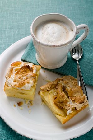 Two pieces of apple meringue cake with coffee Stock Photo - Premium Royalty-Free, Code: 659-01857612