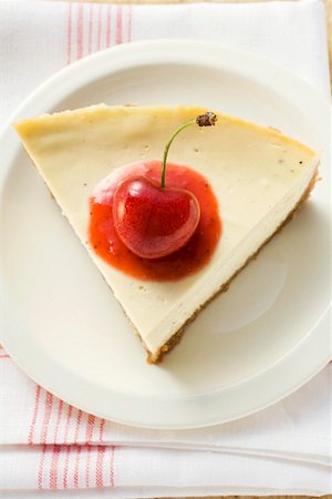 fruit cake top view - Piece of cheesecake with cherry Stock Photo - Premium Royalty-Free, Code: 659-01859072