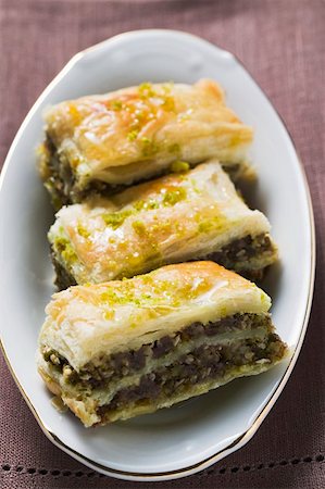 Baklava (Filo pastry with honey and pistachios, Turkey) Stock Photo - Premium Royalty-Free, Code: 659-01859600