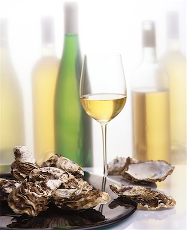 raw oyster - Still life with oysters and white wine Stock Photo - Premium Royalty-Free, Code: 659-01850045