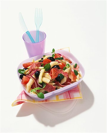 salad take away - Pasta salad with salami Stock Photo - Premium Royalty-Free, Code: 659-01850309