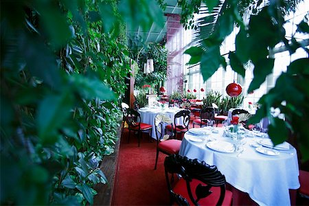 elegant table settings for parties - Festive tables in a conservatory Stock Photo - Premium Royalty-Free, Code: 659-01851268