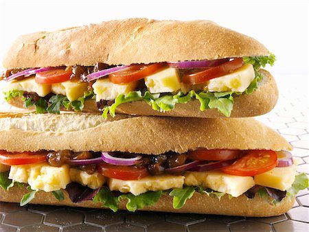 simsearch:659-01851287,k - Two cheese and salad baguettes Stock Photo - Premium Royalty-Free, Code: 659-01851282