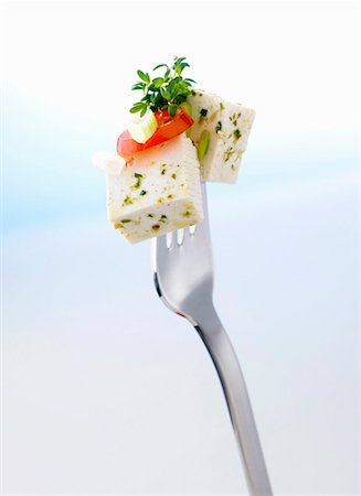 Herb tofu on fork Stock Photo - Premium Royalty-Free, Code: 659-01851451