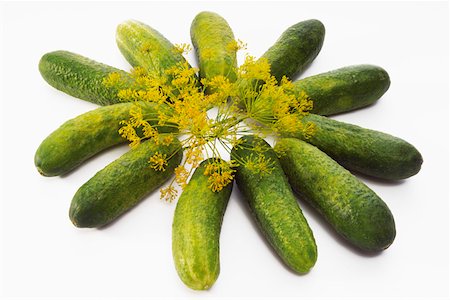 Several gherkins and a dill flower Stock Photo - Premium Royalty-Free, Code: 659-01852397