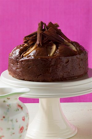 pink choc cake - Chocolate pear cake Stock Photo - Premium Royalty-Free, Code: 659-01853809