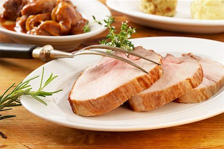 Roast pork and goulash with potato dumpling Stock Photo - Premium Royalty-Free, Code: 659-01853953