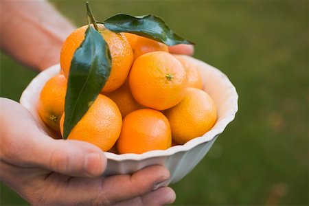 Hands holding a dish of clementines Fotografie stock - Premium Royalty-Free, Codice: 659-01864144