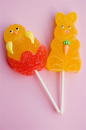 Jelly chick and Easter Bunny on sticks Stock Photo - Premium Royalty-Free, Code: 659-01864348