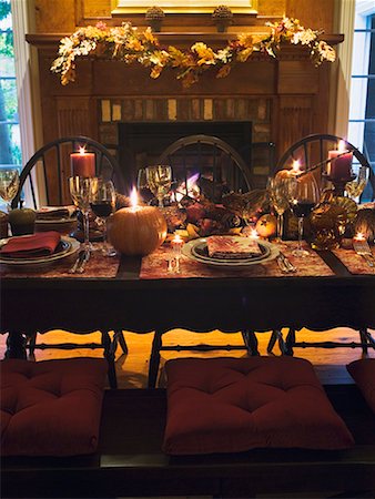 fireplace autumn - Table laid for Thanksgiving (USA) Stock Photo - Premium Royalty-Free, Code: 659-01864733