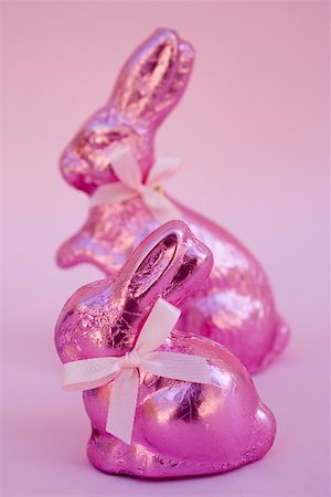 foil chocolate bunnies - Two pink Easter Bunnies Stock Photo - Premium Royalty-Free, Code: 659-01865814