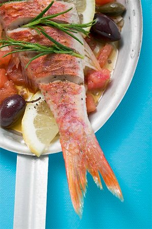 Fried red mullet on Mediterranean vegetables (detail) Stock Photo - Premium Royalty-Free, Code: 659-01866842