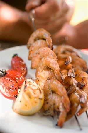 simsearch:659-01867168,k - Grilled prawn skewers Foto de stock - Sin royalties Premium, Código: 659-01867168