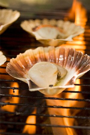 fire bbq - Scallops on barbecue (close-up) Stock Photo - Premium Royalty-Free, Code: 659-01867180