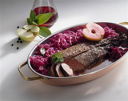 Saddle of venison with red cabbage and apples Stock Photo - Premium Royalty-Free, Code: 659-01867520