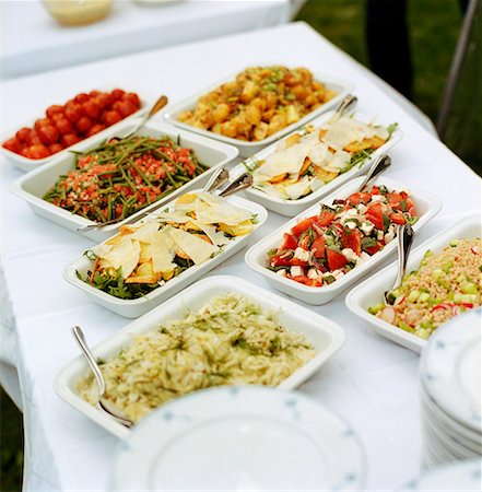 Buffet of assorted salads Fotografie stock - Premium Royalty-Free, Codice: 659-01867689