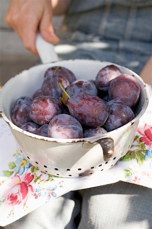 simsearch:659-01858102,k - Hand holding colander full of fresh plums Stock Photo - Premium Royalty-Free, Code: 659-01860187