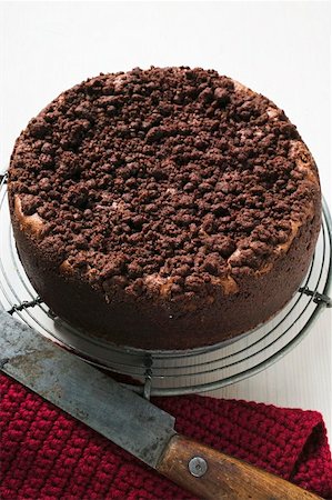 simsearch:659-03521015,k - Chocolate crumble cheesecake on cake rack Stock Photo - Premium Royalty-Free, Code: 659-01860424