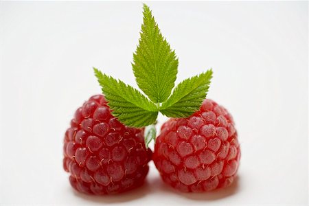 raspberry leaf - Two raspberries with leaves Stock Photo - Premium Royalty-Free, Code: 659-01861022