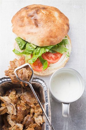 Döner kebab with ingredients Stock Photo - Premium Royalty-Free, Code: 659-01861453