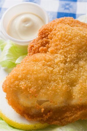 fried fish food - Breaded fish fillet with mayonnaise (close-up) Stock Photo - Premium Royalty-Free, Code: 659-01862644