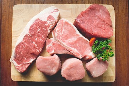 fillet steak - Various types of beef steak and pork fillets Stock Photo - Premium Royalty-Free, Code: 659-01862781