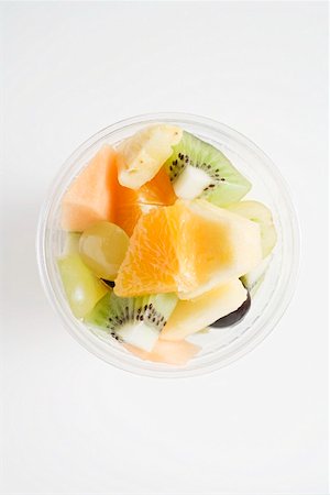 fruits in plastic cups - Fruit salad in a plastic beaker (overhead view) Stock Photo - Premium Royalty-Free, Code: 659-01862926