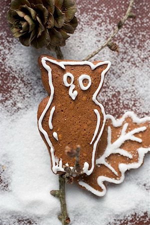 simsearch:659-01862986,k - Gingerbread owl on branch Stock Photo - Premium Royalty-Free, Code: 659-01862999