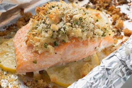 Salmon fillet baked in foil Stock Photo - Premium Royalty-Free, Code: 659-01863332