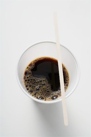 paper cup of coffee - Black coffee in plastic cup (overhead view) Stock Photo - Premium Royalty-Free, Code: 659-01863910