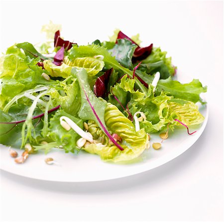 Feuilles de salade mixte avec des fèves de soja Photographie de stock - Premium Libres de Droits, Code: 659-02211197