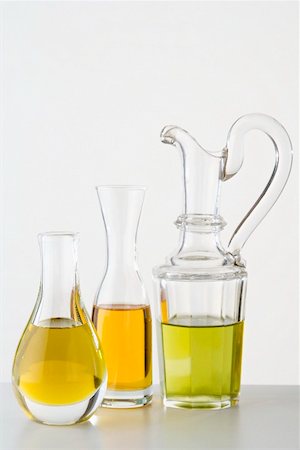 sesame - Three different types of oil in carafes Stock Photo - Premium Royalty-Free, Code: 659-02212289