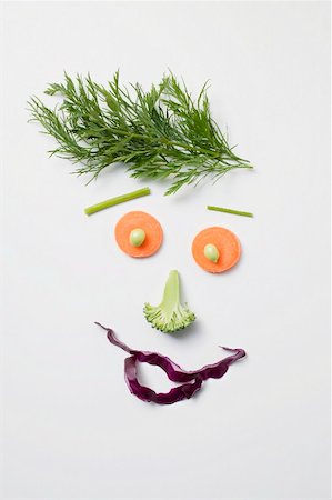 dill - Amusing face made from vegetables and dill Stock Photo - Premium Royalty-Free, Code: 659-02213000