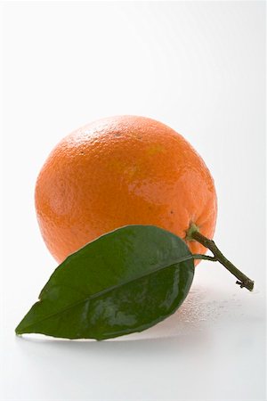 fruit of orange color - Orange with stalk and leaf Stock Photo - Premium Royalty-Free, Code: 659-02213439