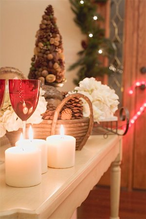 Side table decorated for Christmas Stock Photo - Premium Royalty-Free, Code: 659-02213807