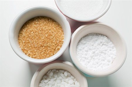 sweetener - Four different types of sugar Stock Photo - Premium Royalty-Free, Code: 659-02213925