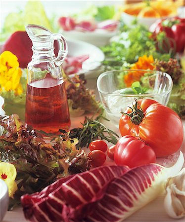 Summer vegetable still life with herbs and salad leaves Stock Photo - Premium Royalty-Free, Code: 659-03524039