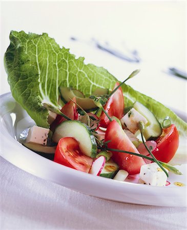 Salade méditerranéenne avec feta aux herbes Photographie de stock - Premium Libres de Droits, Code: 659-03524081